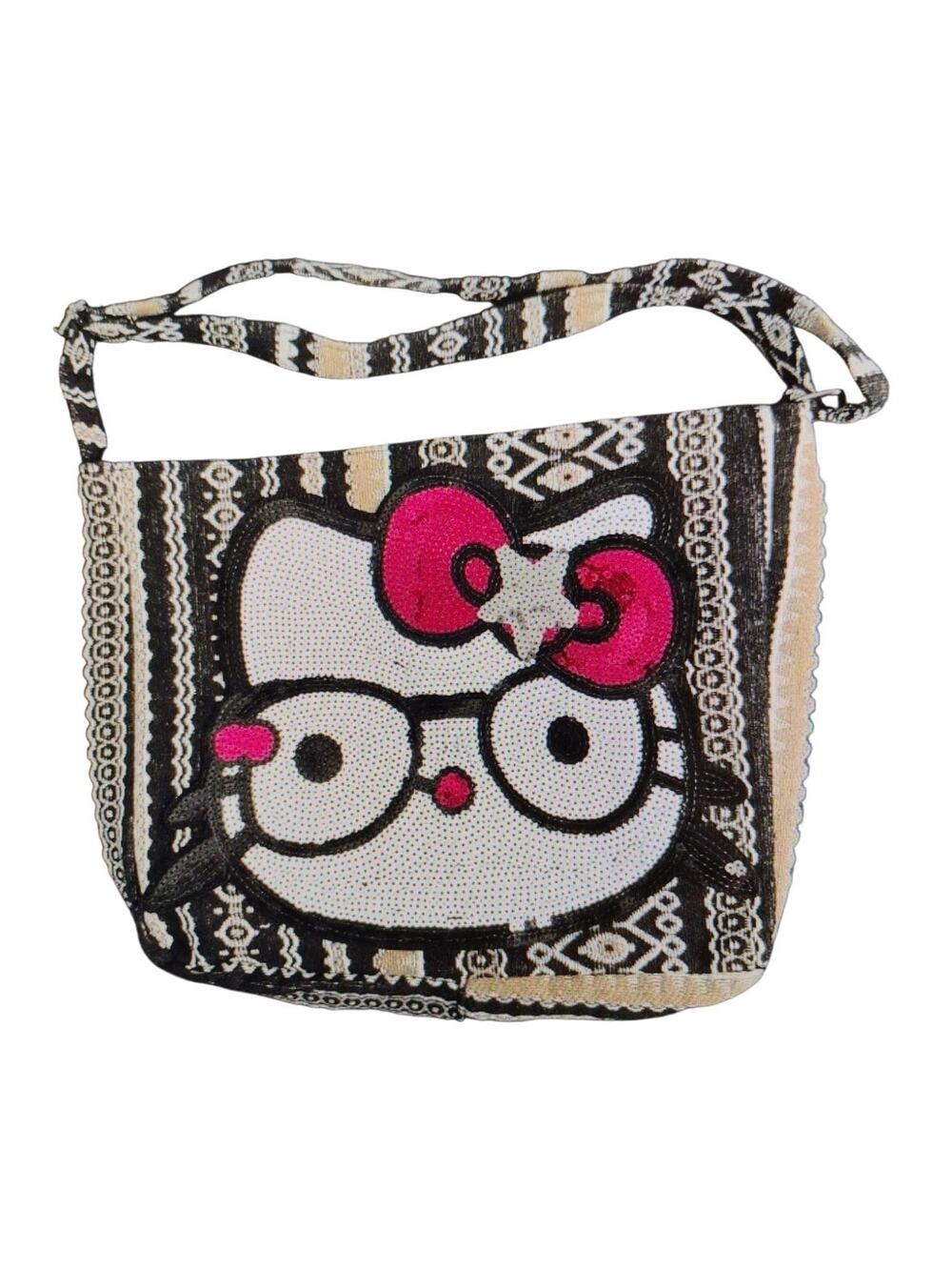 Hello Kitty Sequin Face Shoulder Bag with Boho Chic Design